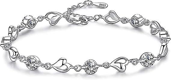 Lgdm Ladies Silver Bracelet, 925 Sterling Silver Heart Bracelet