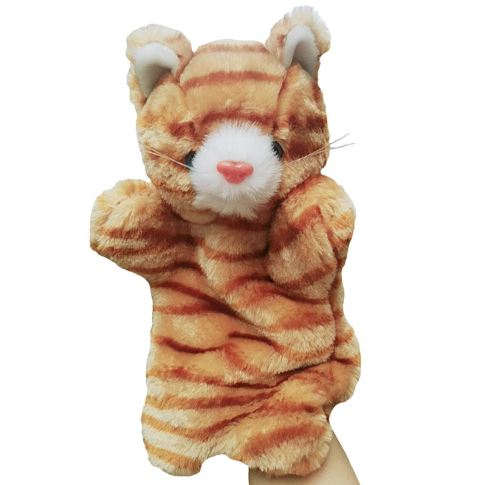 Hislaves 25cm Kitten Animal Hand Puppet Plush Toy Children Kid Cartoon Cat Pretend Telling Story Doll Toy Parent-Child Game Doll