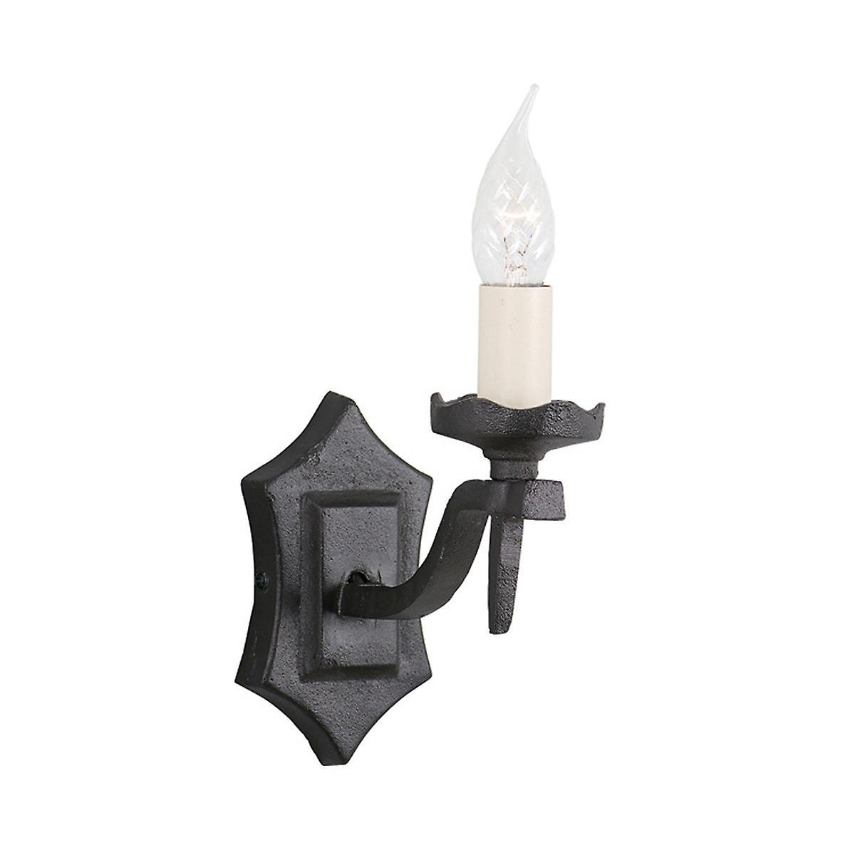 Rectory 1 Light Indoor Candle Wall Light Black E14