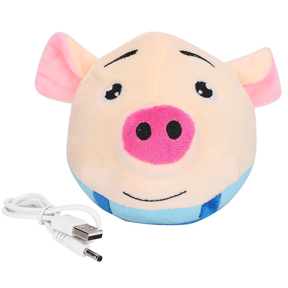 Interactive Electric Jumping Pig Toy USB Electric Interactive Washable Singing Pig Doll Bouncing Jump Ball - Blue Clothes