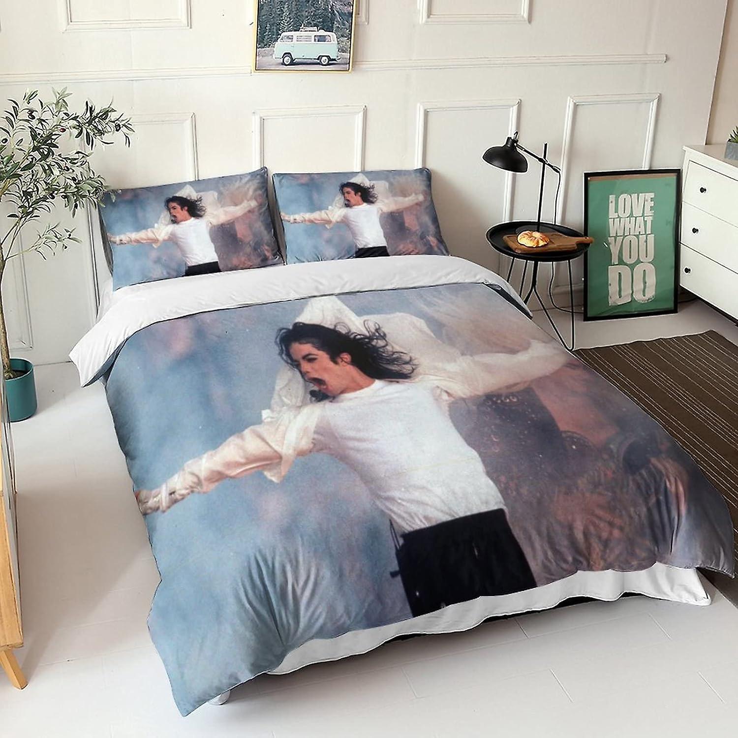 Kerota Michael Jackson Dancer Duvet Cover, Pieces Duvet Cover Pillowcase, Microfiber Duvet Cover Set, Musician Set D Single135x200cm