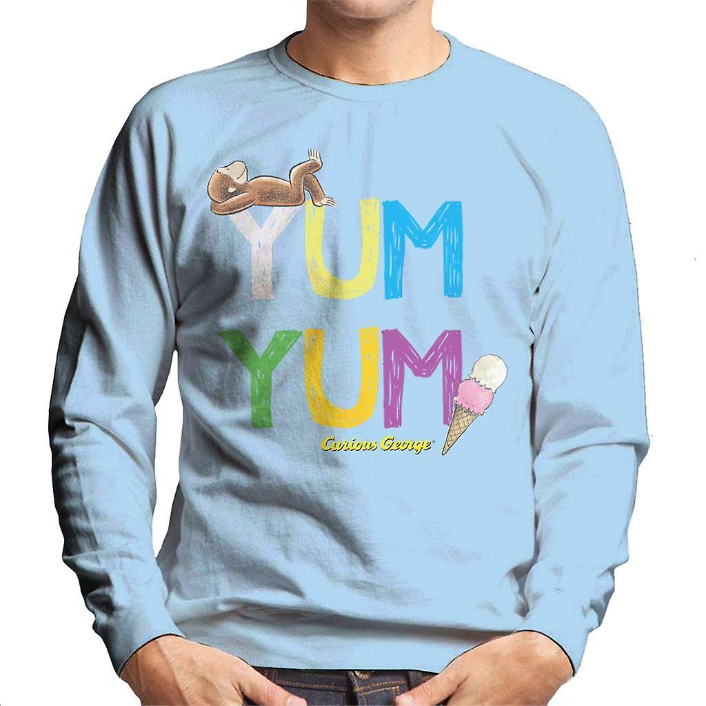 Curious George Yum Yum Ice Cream Men's Sweatshirt Sky Blue Small