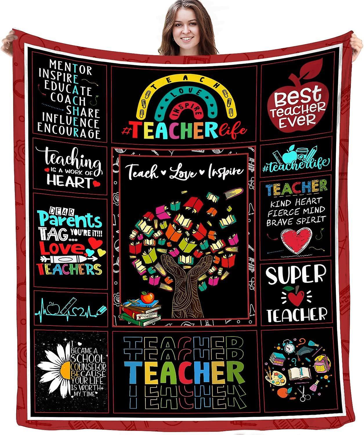 LINCMAN Teacher Blanket Teacher Appreciation Gift Blanket Birthday Retirement Gift For Teacher Ultra Soft Flannel Throw Blanket For Couch Bed Sofa ...