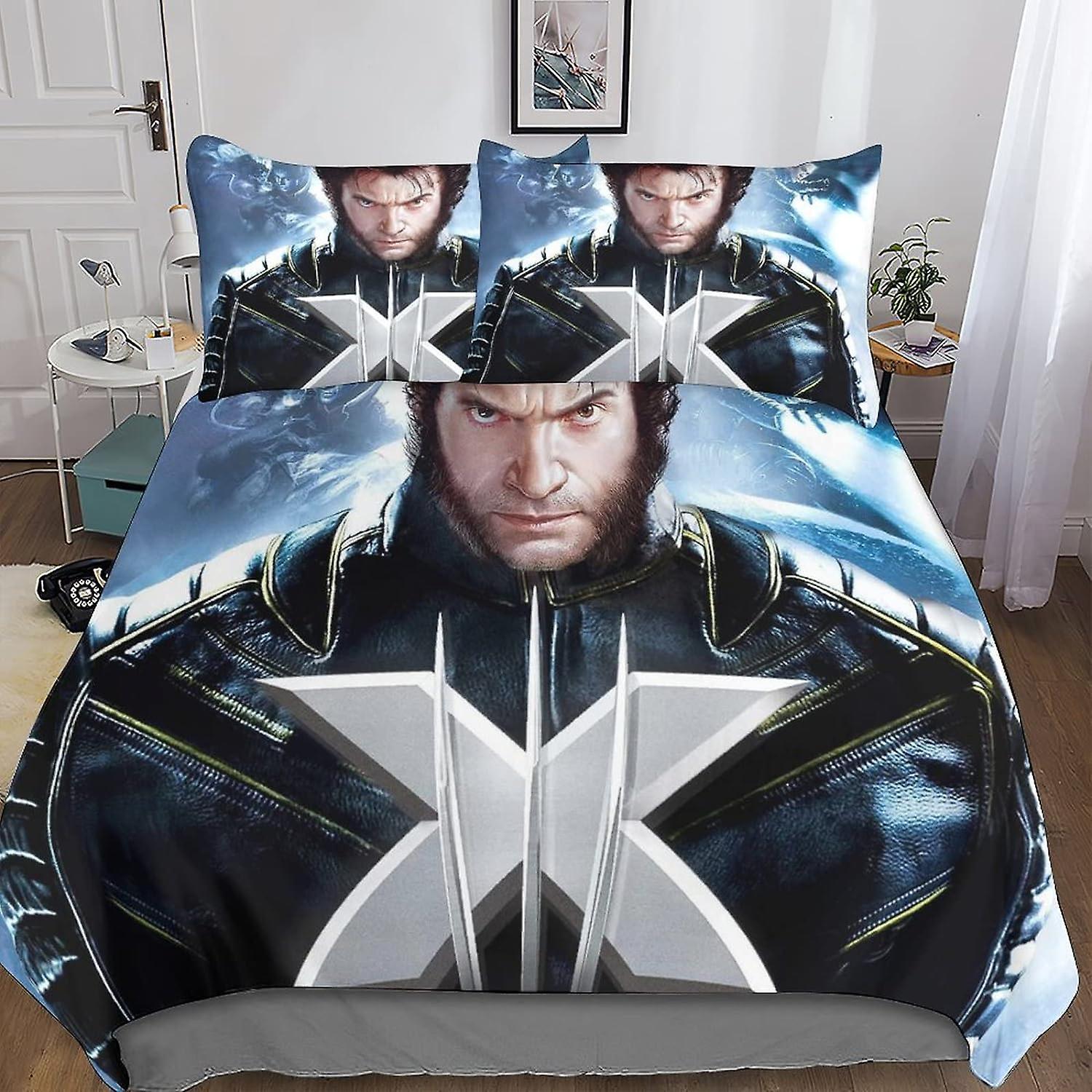 Kerota Wolverine 3D Bedding Set, 3 Pcs Xmen Bedding Set Microfiber Duvet Cover & Pillowcases with Zipper Closure for Single or Double Bed Single135...