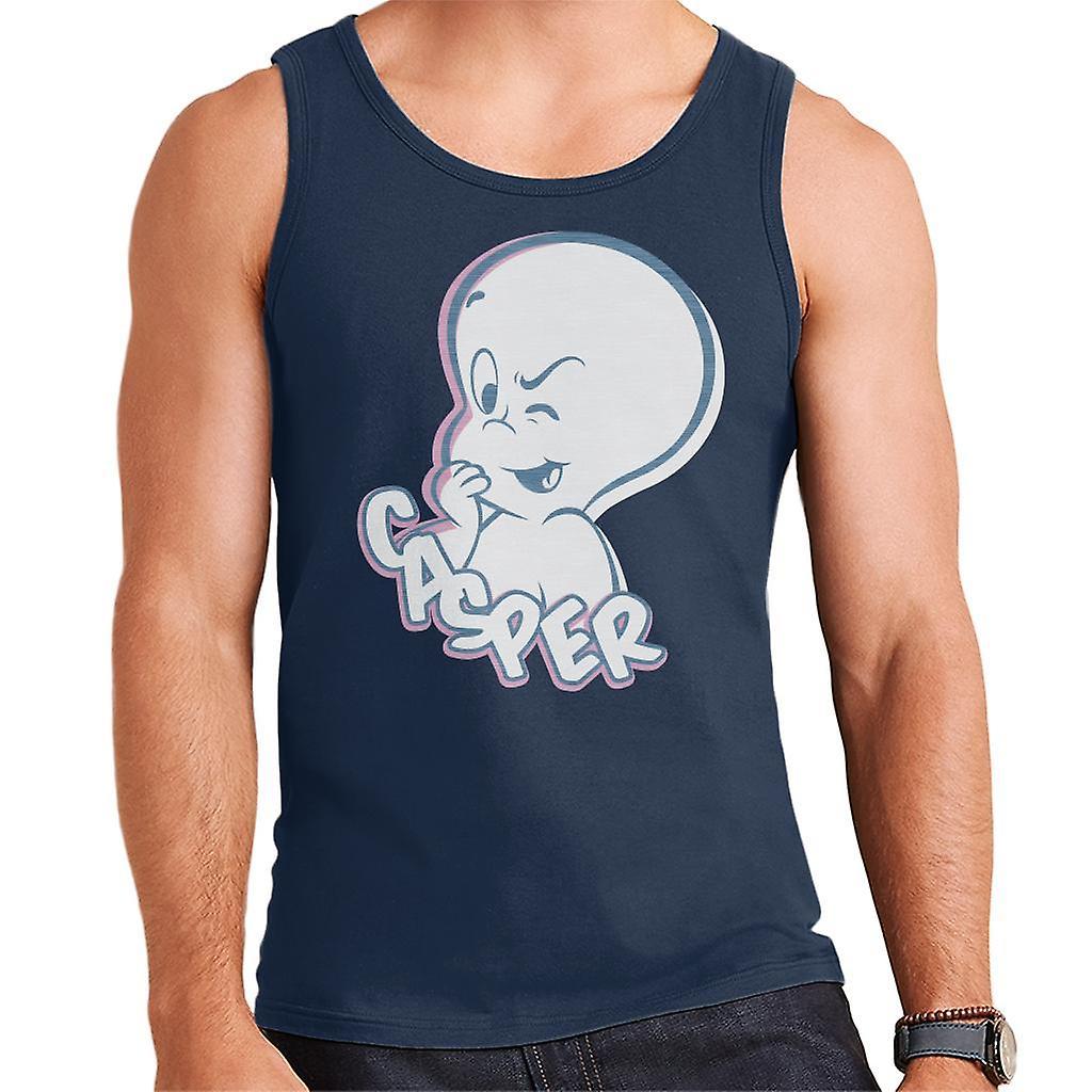 Casper The Friendly Ghost Winking Face Men's Vest Navy Blue XX-Large