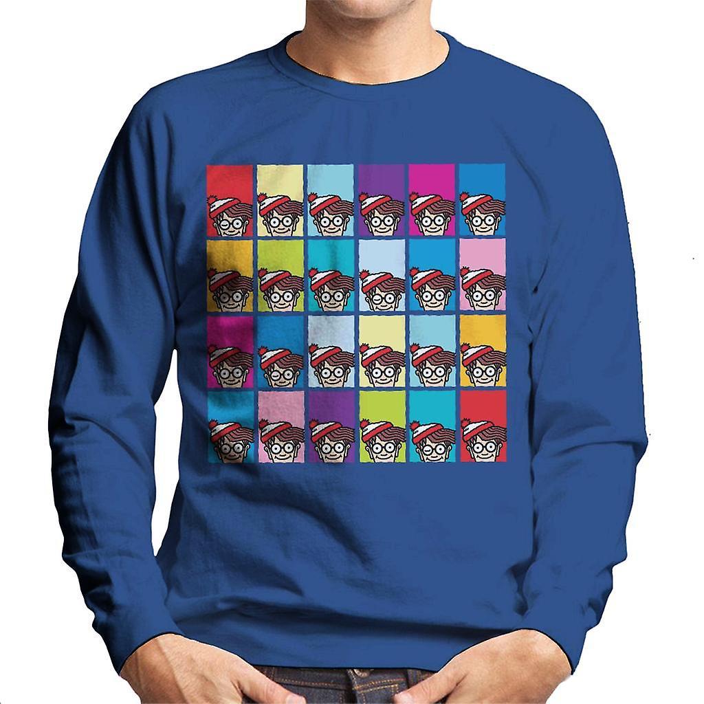 Wheres Wally Where's Wally Colourful Tiles Men's Sweatshirt Royal Blue XX-Large