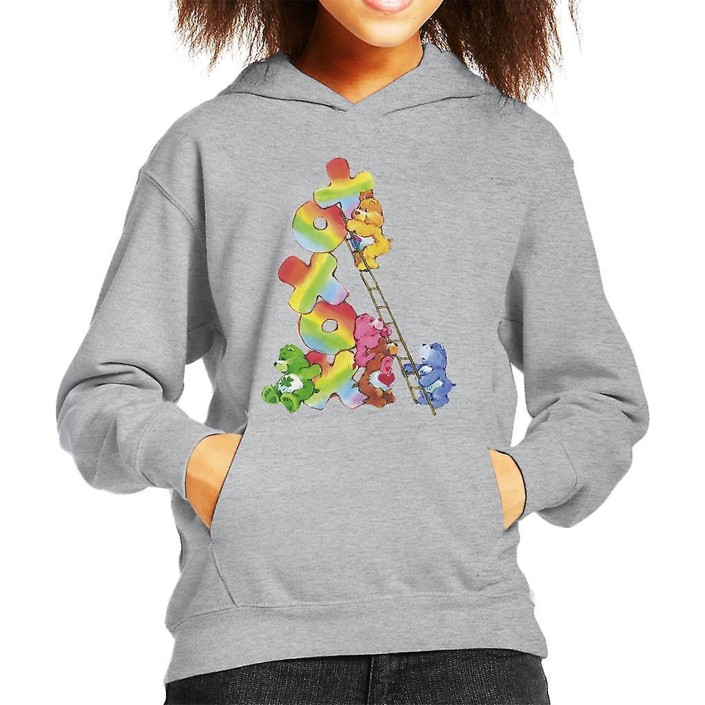 Care Bears Birthday Bear Xoxox Climbing Ladder Kid's Hooded Sweatshirt Heather Grey Large (9-11 yrs)