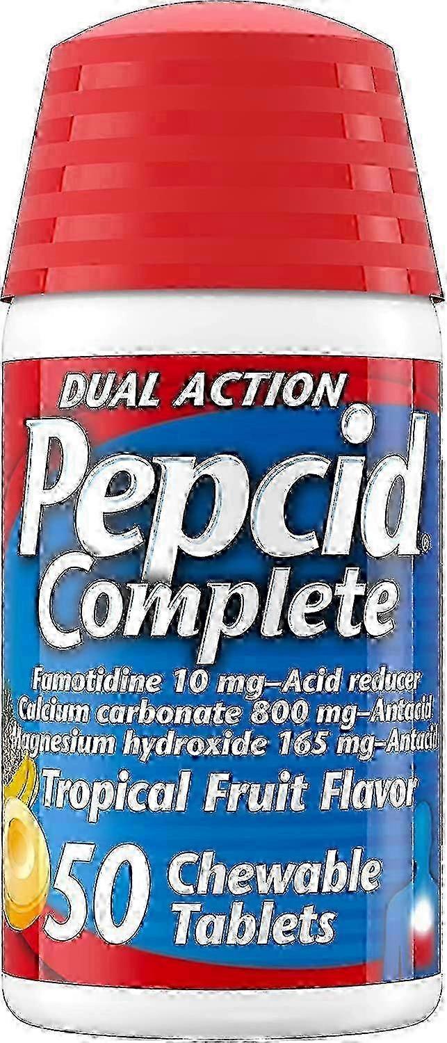 Pepcid complete acid reducer + antacid, tablets, tropical fruit, 50 ea