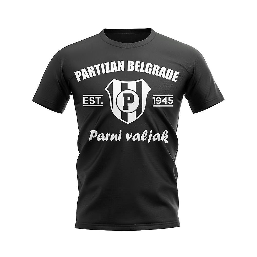 UKSoccerShop Partizan Belgrade Established Football T-Shirt (Black) LB (9-11 Years)