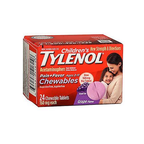 Tylenol Tylenol Children's Pain + Fever, Grape Flavor, 24 Chewable Tabs (Pack of 1)