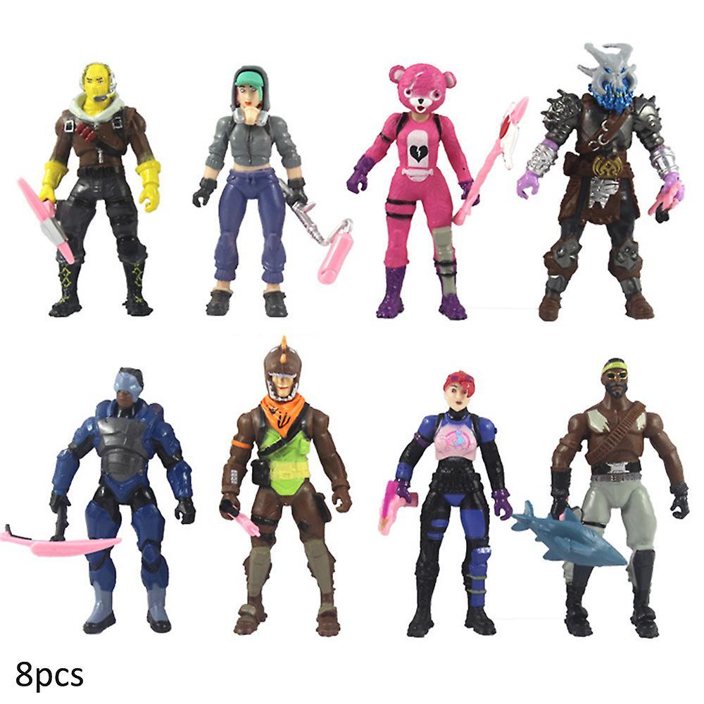 Sevenday 8Pcs Fortnite Battle Royale Season 8 Figure Set Model Figures with Weapons Display Playset Toys Cake Topper Kids Gifts