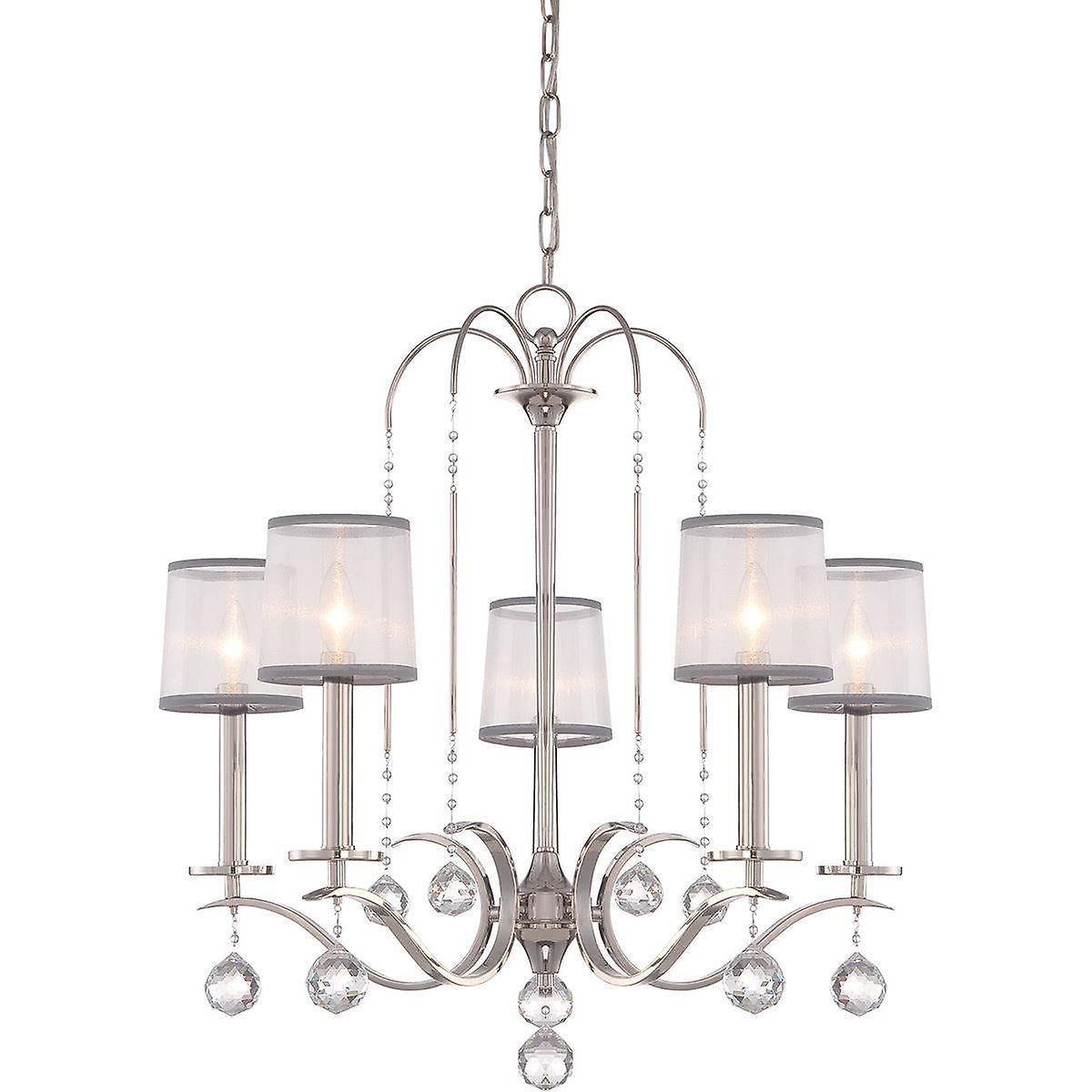 Whitney 5 Light Multi Arm Chandelier Silver Finish E14