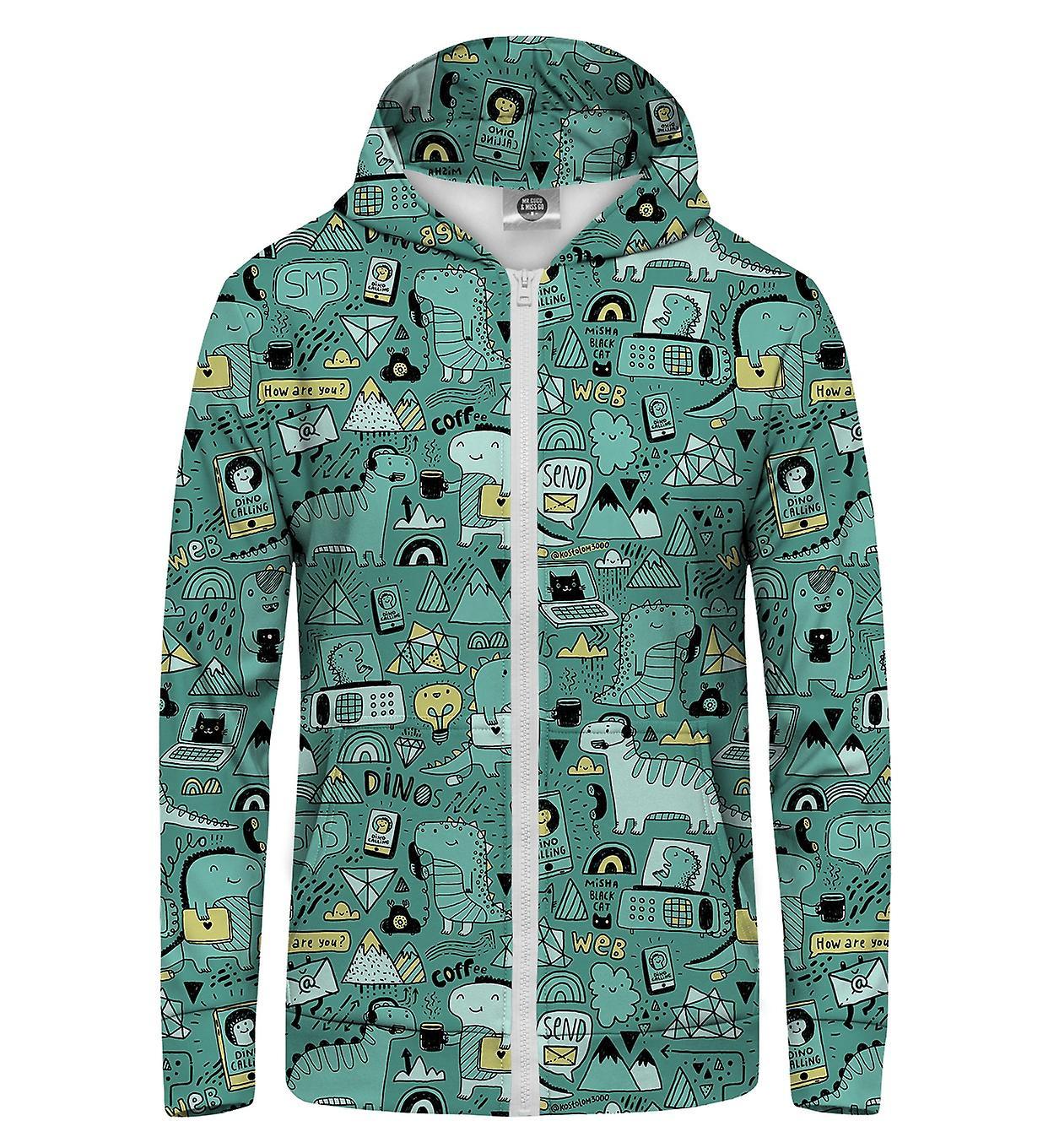 Mr Gugu & Miss Go Mr. GUGU & Miss GO Dino Tech Hoodie Kangaroo Zip Up teal XS