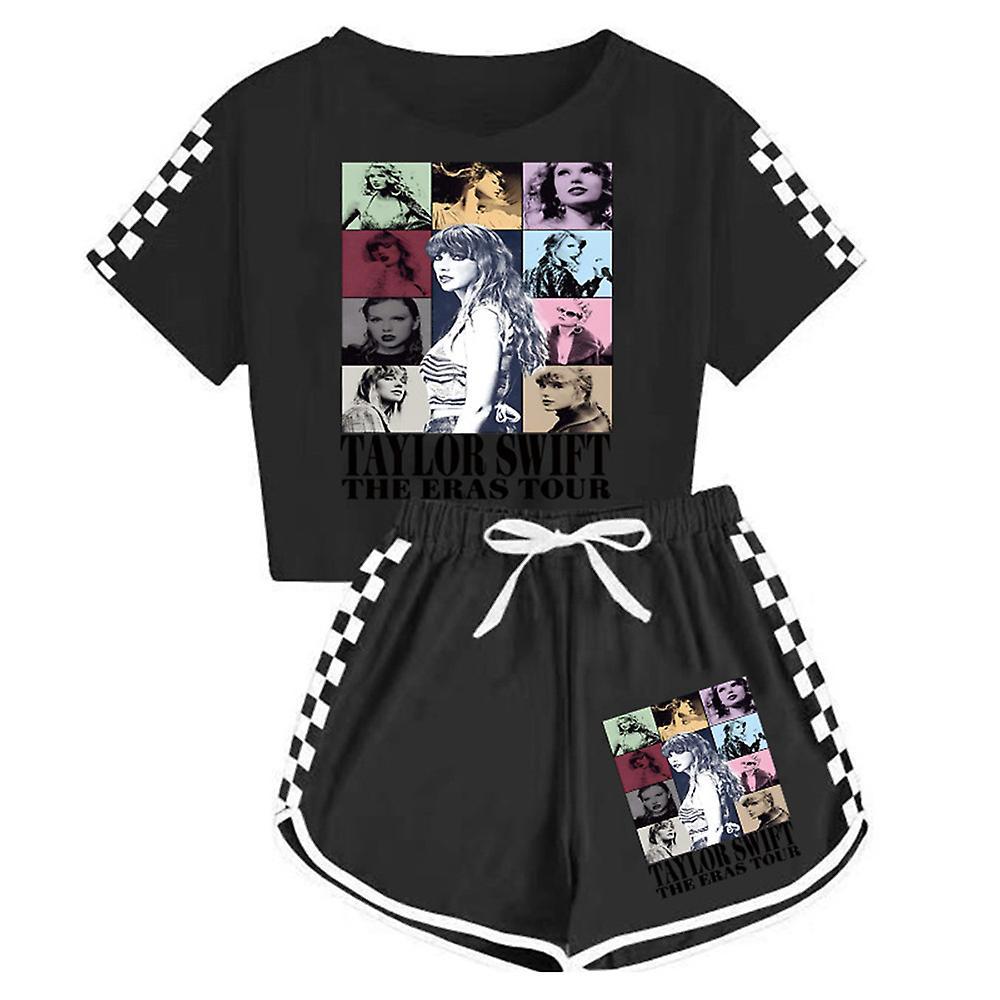 Shinestar Taylor Swift The Eras Tour Tracksuit Kids Girls Summer Casual T-Shirt Tops Shorts Set Pyjamas PJs Loungewear Outfit Clothes Age 7-14 Year...