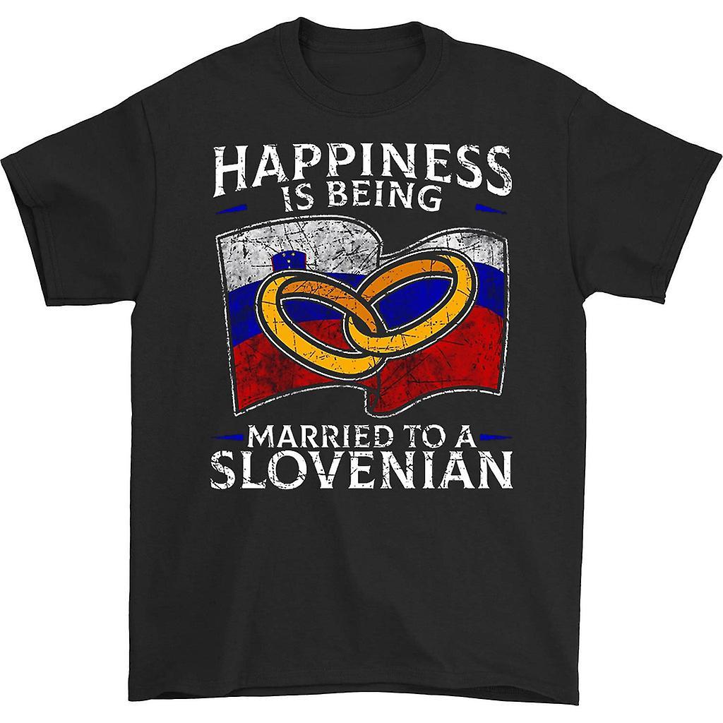 HISHARK Happiness is being married to a slovenian shirt black L