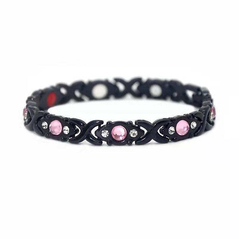 Wfuo Magnetic Bracelet Magnetic Therapy Menopause Reliving Bracelet For Women Black Pink