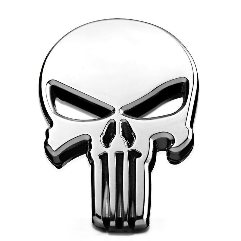 Phwj Silver 2 Pieces Punisher 3d Metal Sticker, Punisher Skull Motorcycle Vehicle Sticker, Punisher Skull Car Sticker, Motorcycles, Vehicles Decora...