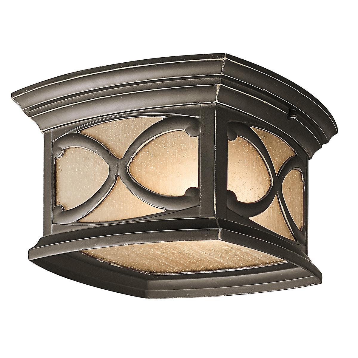 Elstead Lighting Franceasi 2 Light Flush Mount Outdoor Ceiling Light Olde Bronze IP44, E27