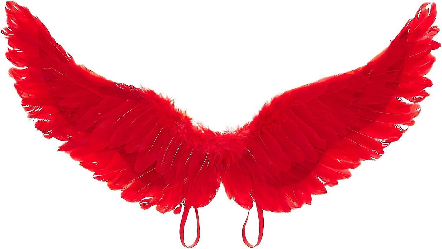 Maromalife Angel Wings Cosplay Wings Halloween Costume Wings Black White Feather Wing With Adjustable Straps Red One Size