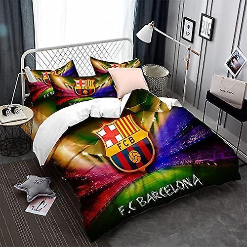 Kerota FC Barcelona Football Team Microfiber Quilt Set with Zippered Duvet Cover and Pillowcases) Single135x200cm