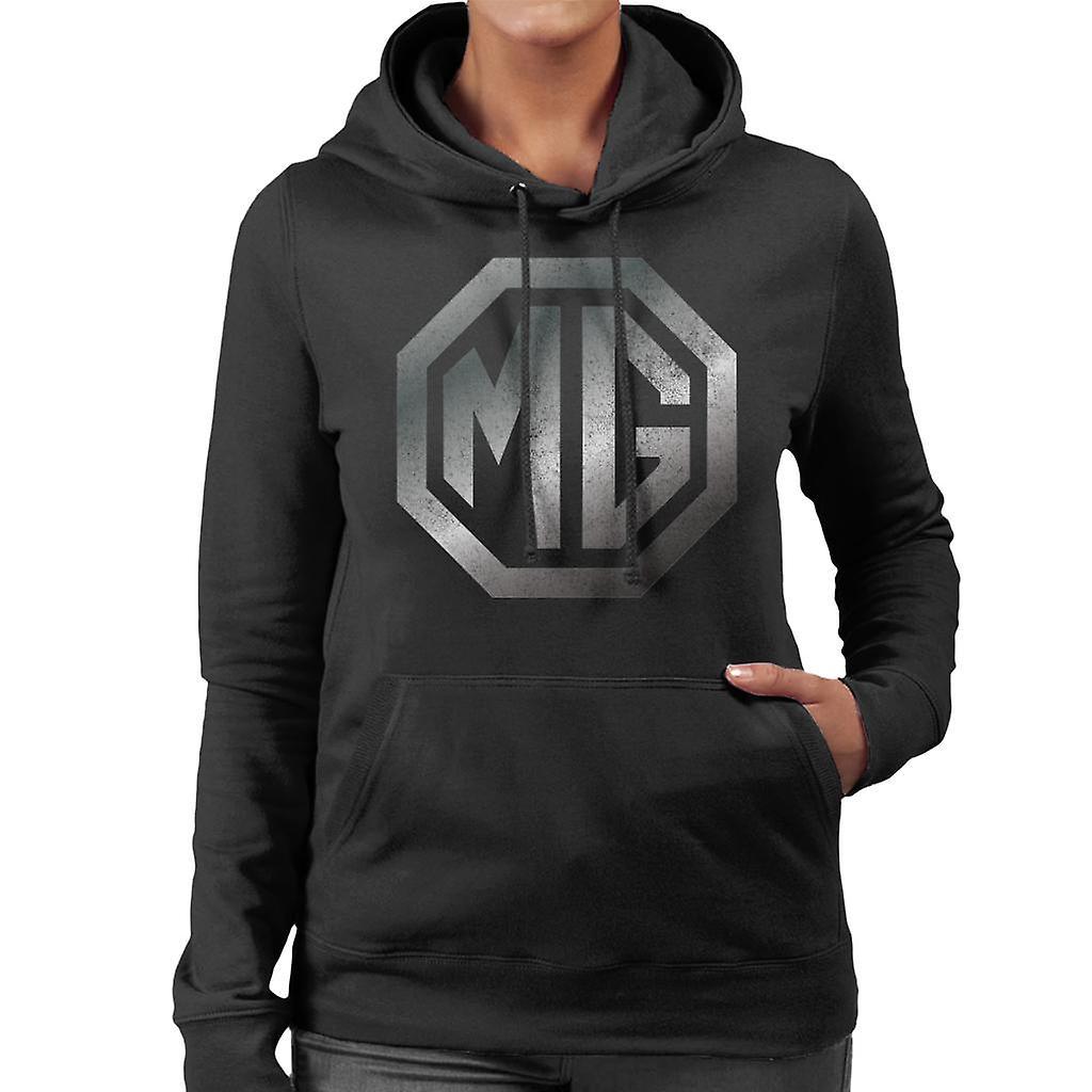 MG Chrome Logo British Motor Heritage Women's Hooded Sweatshirt Black Large