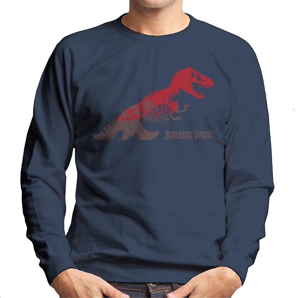 Jurassic Park T Rex Red Skeleton Silhouette Men's Sweatshirt Navy Blue Large