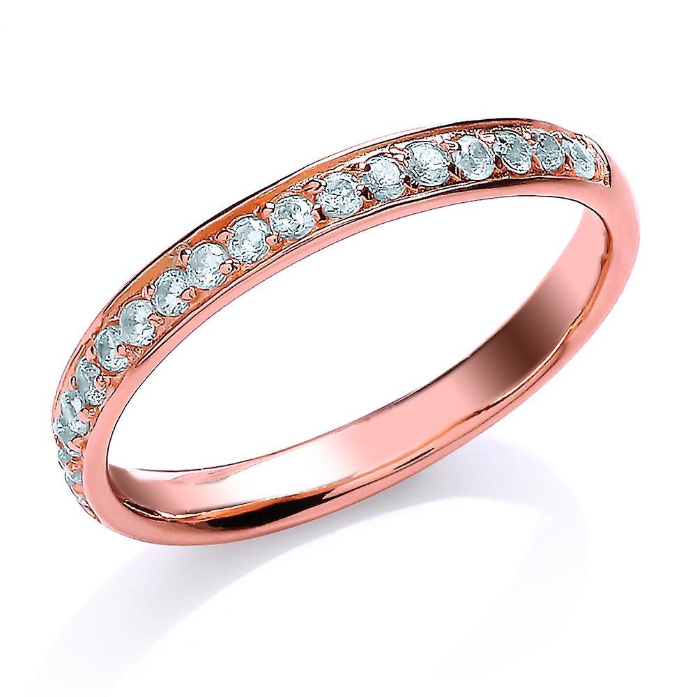 Rose Silver CZ Pave Channel Style Eternity Ring - GVR618R