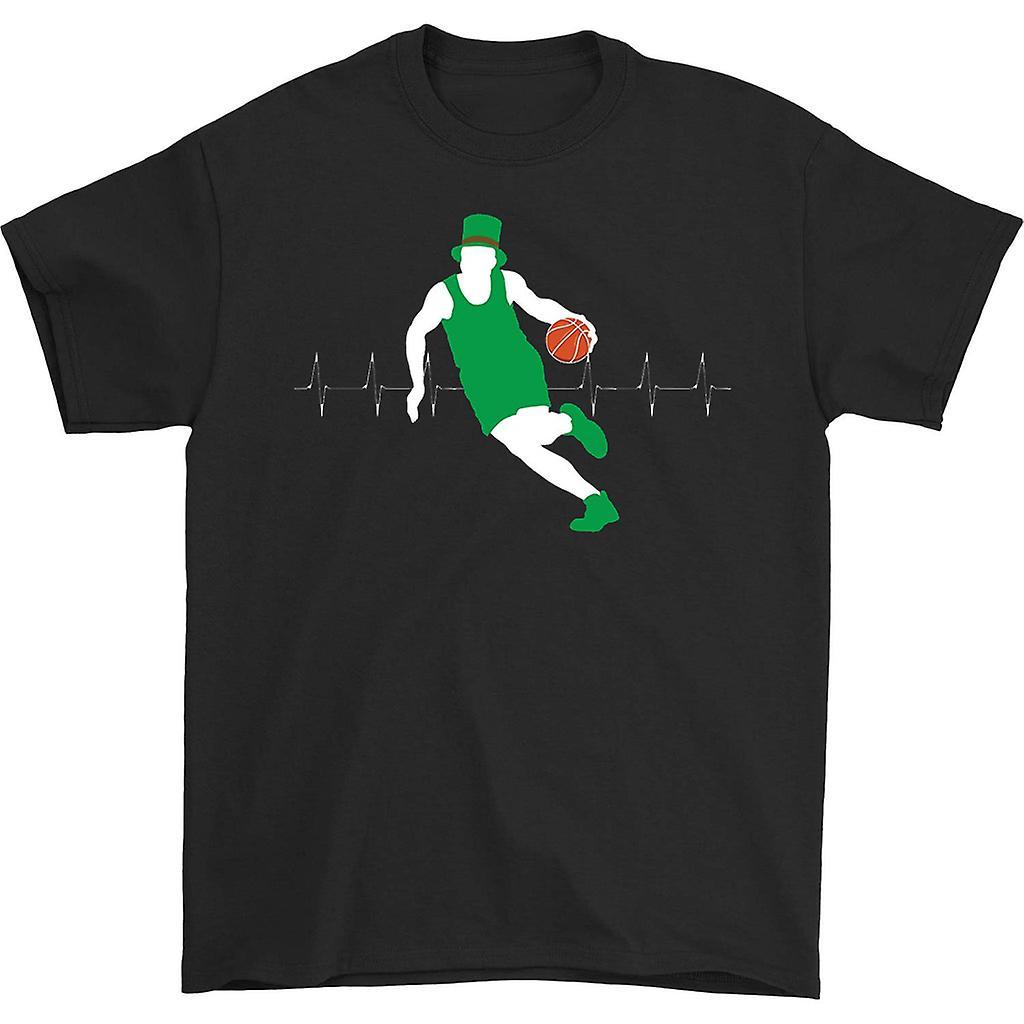 HISHARK Leprechaun basketball player heartbeat t-shirt black M