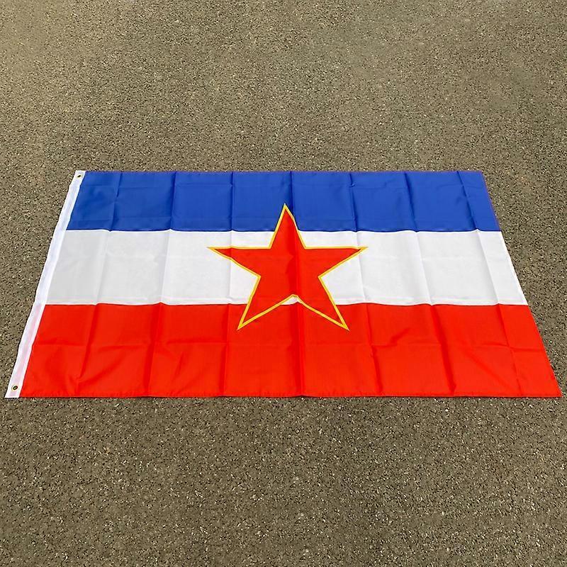 Redkid Aerlxemrbrae Flag 90*150cm Yugoslavia  National Flag  Polyester Yugoslavia Banner  For Celebration Blue and White Stripe 90 x 150cm