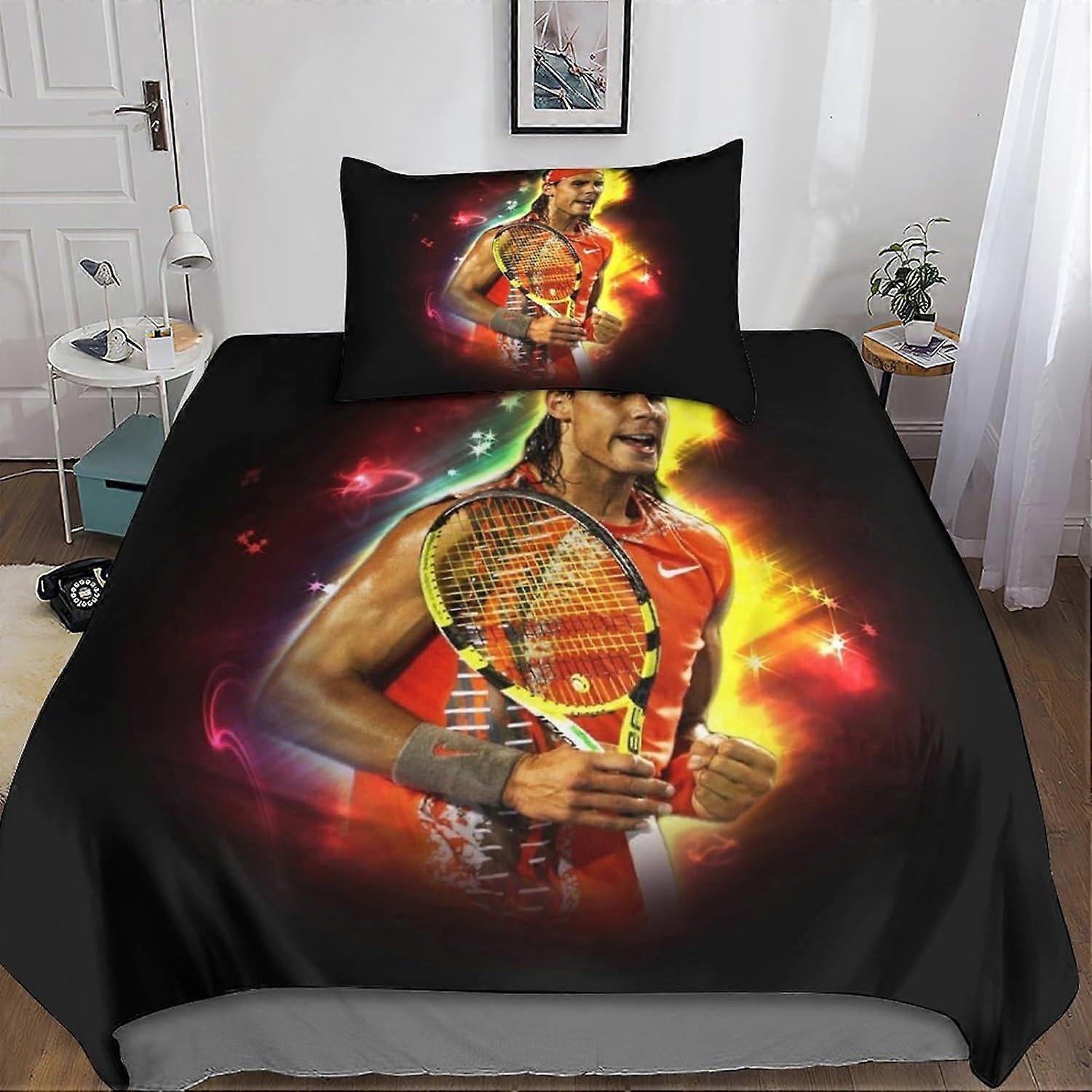 Kerota 3D Rafael Nadal Duvet Cover 2 Piece Bedding Set for Kids Teens Boys Microfiber with Zipper Closure Pillowcases Single Single135x200cm