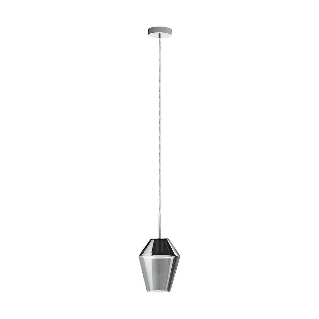 Eglo Lighting Murmillo 1 Light Ceiling Pendant Polished Chrome, Smoked Glass Finish, E27