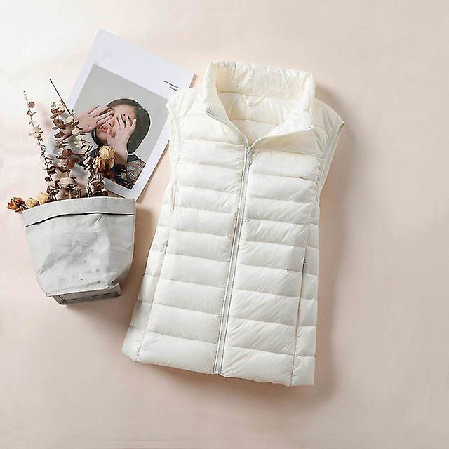 Coats White Duck Down Jacket Women Vest Spring Autumn Soft Waistcoat Warm Lightweight Puffer Jacket Female Tank Top Outwear 8xl xL