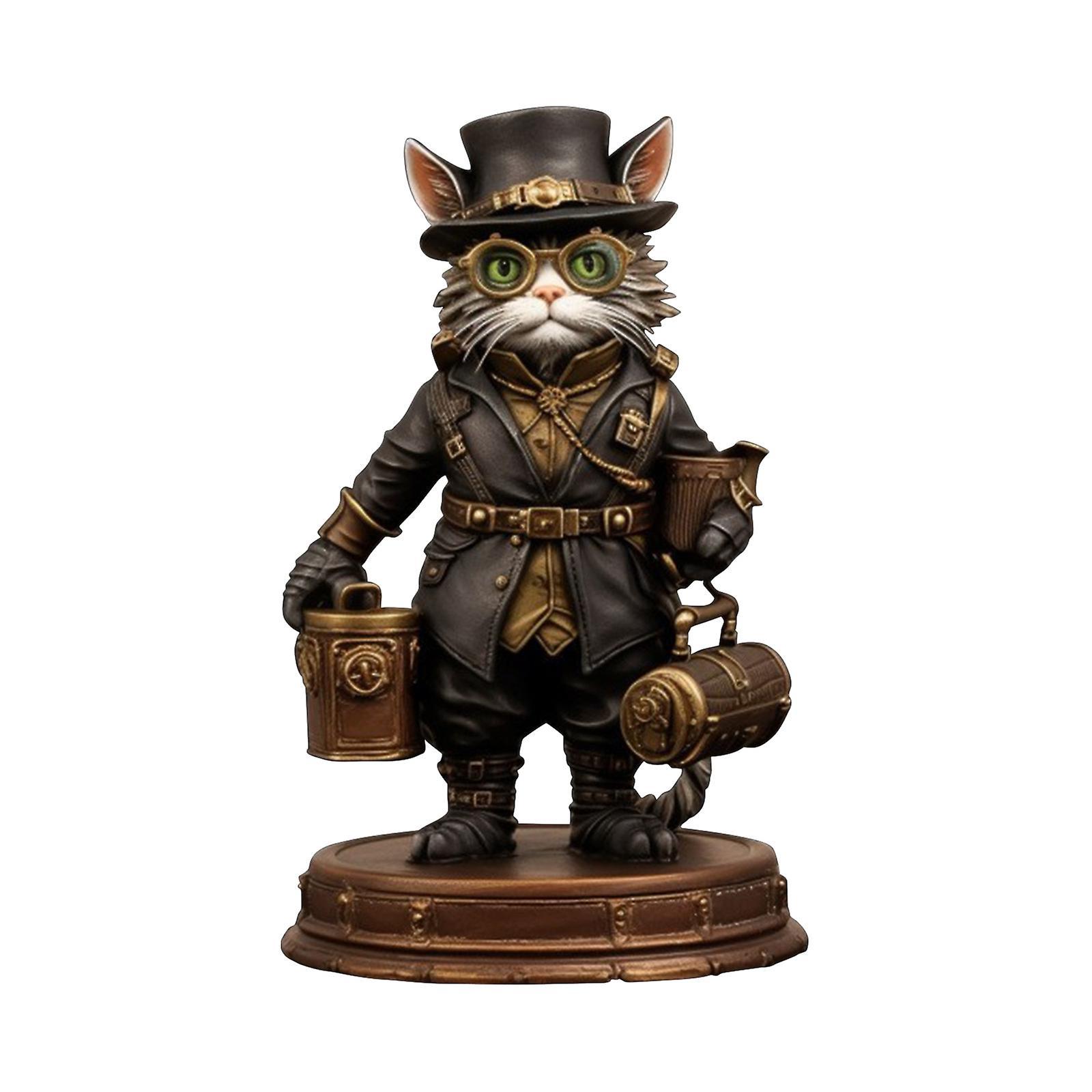 Kakanwo Halloween Steampunk Cat Resin Crafts Ornaments Home Decorations Car Hangings A