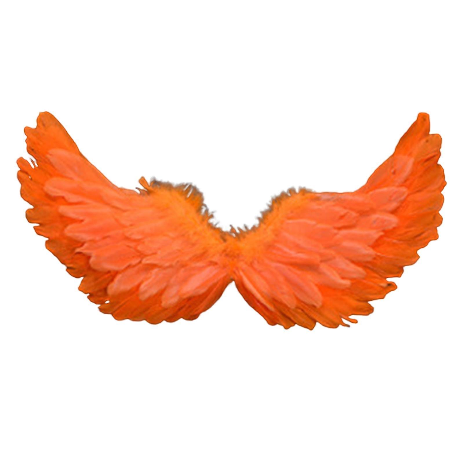 SIJIALI Angel Feather Wings with Elastic Straps Bright Color Lightweight Costume Cosplay Wings Photography Orange