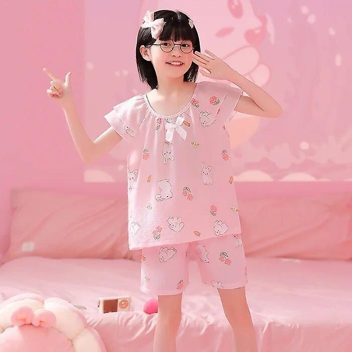 Aionyaaa Sanrio Kawaii Hello Kitty Cinnamoroll Kuromi Summer Children's Sleepwear Girls Short Sleeve Cartoon Pajama Sets Homewear Gift 18 150-155cm...