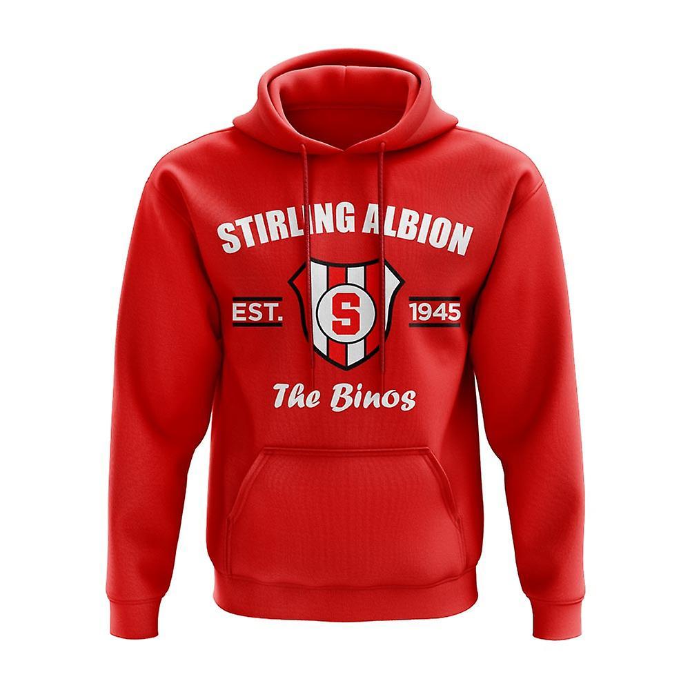 UKSoccerShop Stirling Albion Established Hoody (Red) Womens XS (Size 8 - 30 inch Chest)