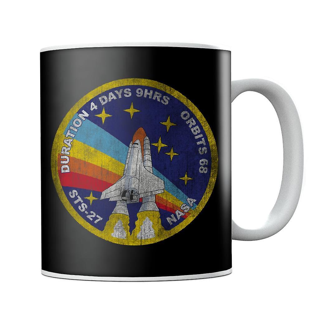 NASA STS 27 Atlantis Mission Badge Distressed Mug Black 10oz