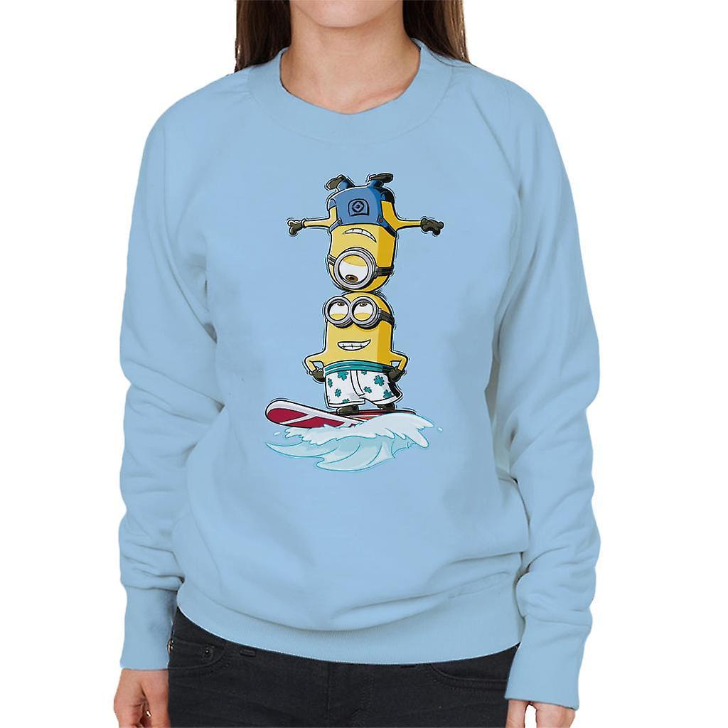 Despicable Me Minions Head Surfing Women's Sweatshirt Sky Blue Small