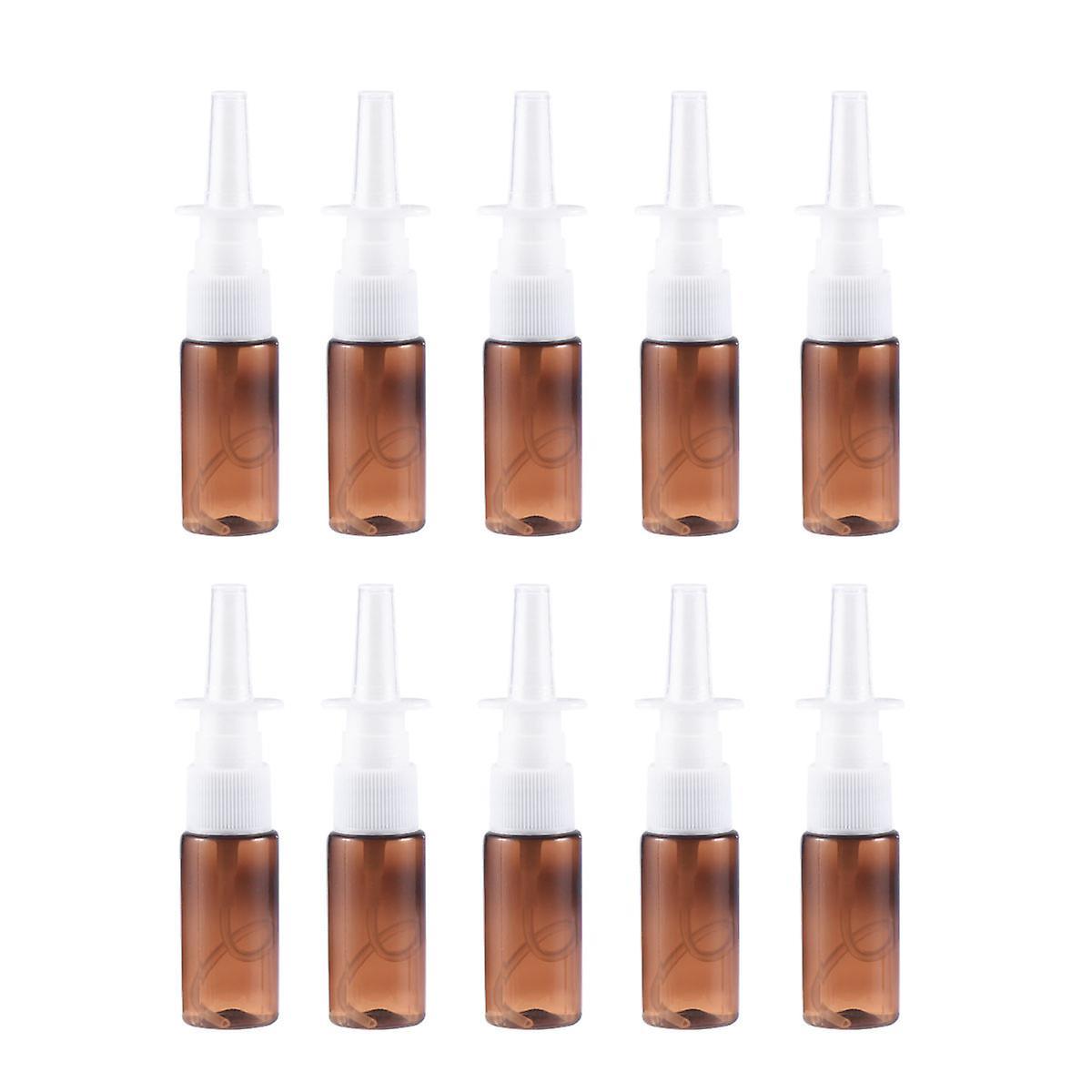 Tinksky 10 Pcs Fine Mist Spray Bottle Nasal Atomizer Bottles Nasal Fine Sprayer Nasal Pump Bottle Nasal Spray Container Brown