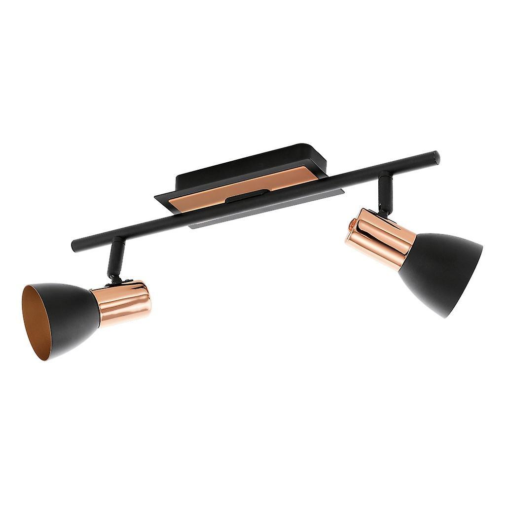 Eglo Lighting Barnham 2 Light Twin Spotlight Matt Black, Copper, GU10