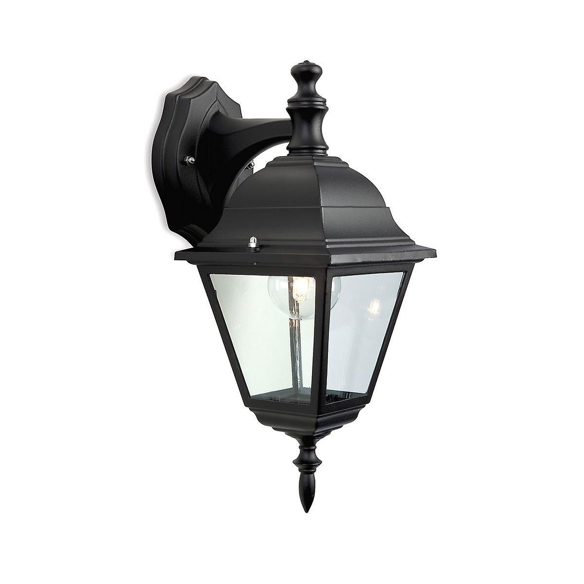 1 Light Outdoor 4 Panel Lantern Downlight Black IP43 E27