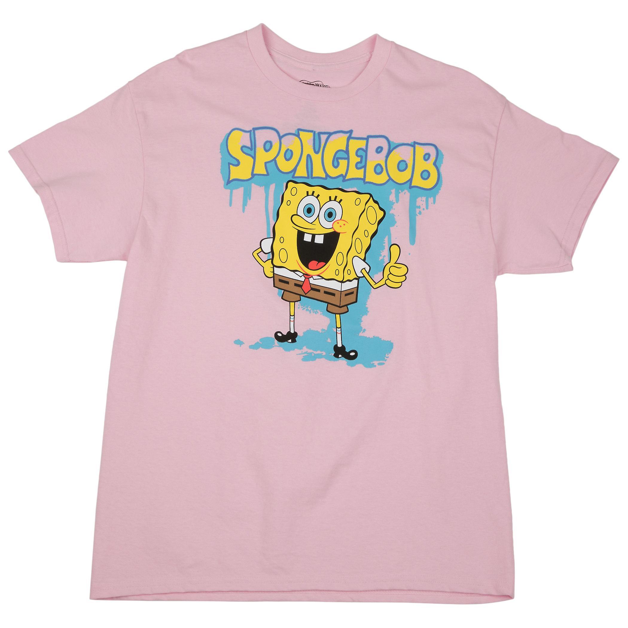 Tv Shows SpongeBob SquarePants Graffiti Drip Junior's T-Shirt Pink Medium