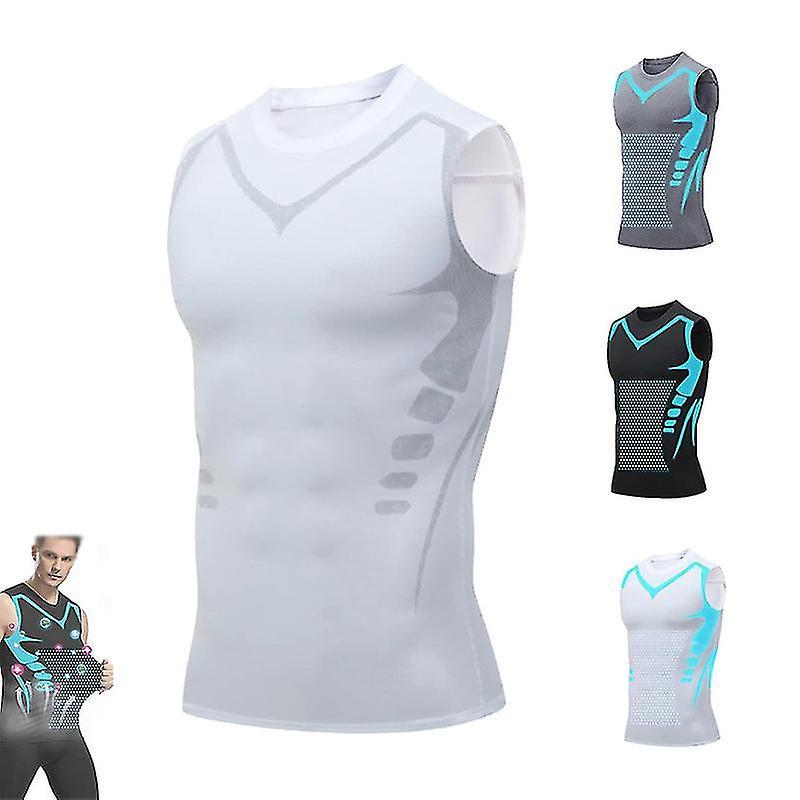 Ssylune Posture Corrector Vest For Men, Ionic Shaping Sleeveless Shirt white 2XL