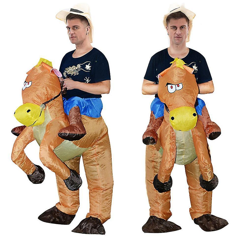 Shinestar Inflatable Cowboy Ride On Horse Costumes Fancy Dress Up Costume Suit Halloween Party Roleplay Wear