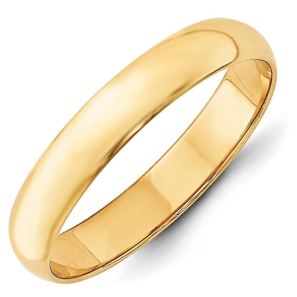 JewelryWeb 14k Yellow Gold Solid Polished Engravable Lightweight 4mm Ltw Half Round Band Ring Jewelry for Women - Ring Size: 4 to 1 11.5