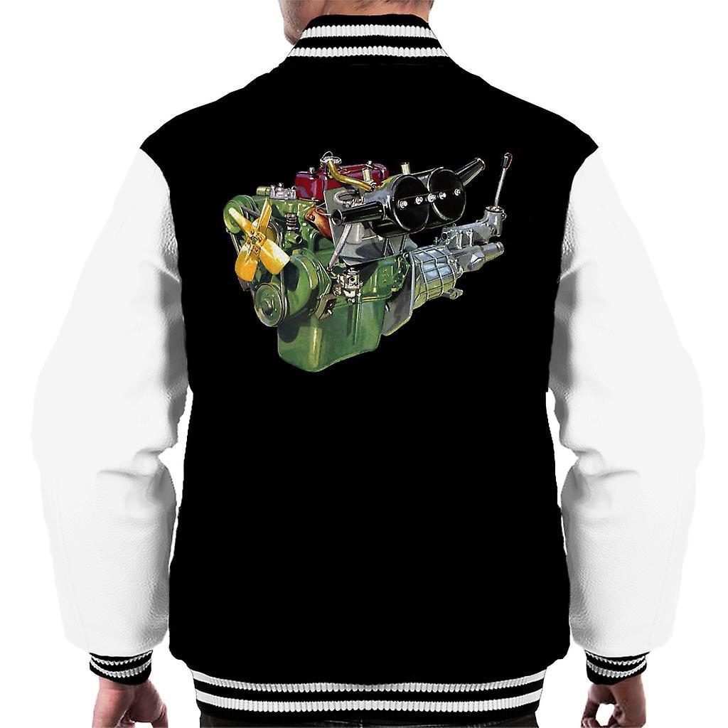 Austin Healey Engine British Motor Heritage Men's Varsity Jacket Black/White Medium