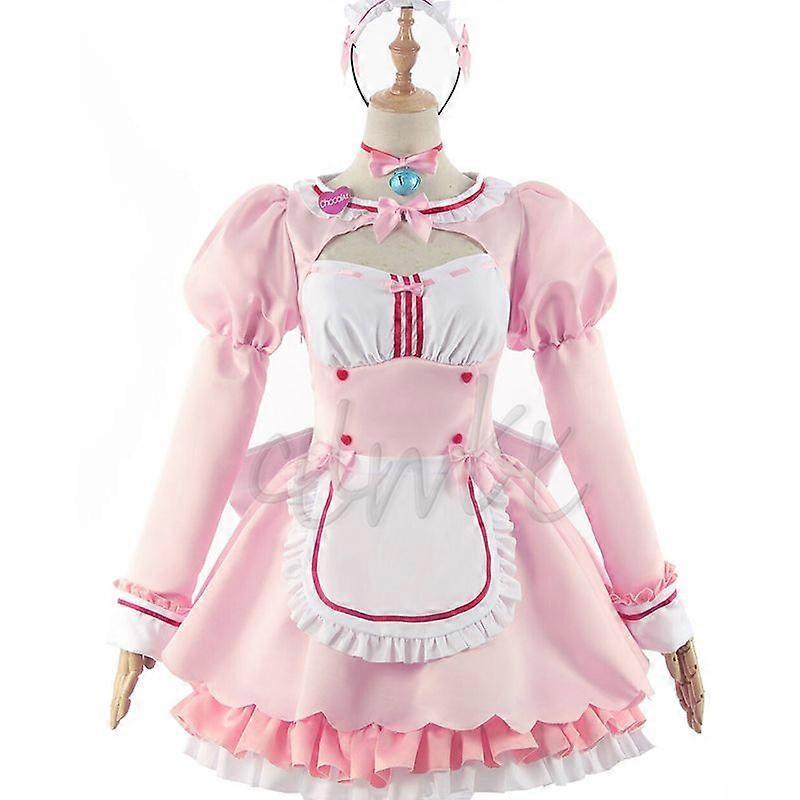 Redkid Nekopara Chocola Vanilla Cosplay Chocola Vanilla Costume Maid Dress Cat Neko Sexy Women Costume Full Set full set 1 M