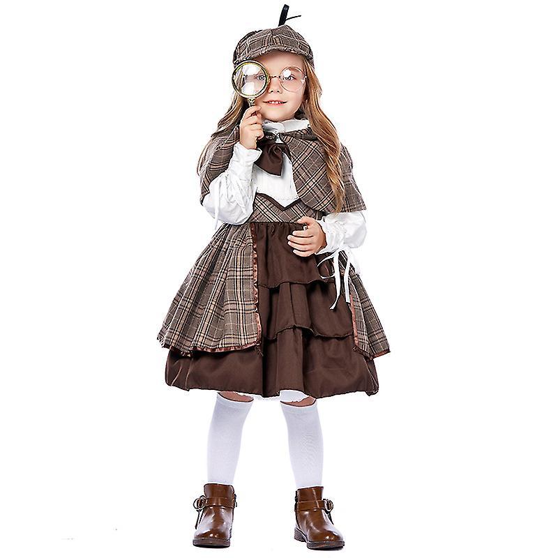 Baiyis Detective Holmes Costume For Girls Lolita College Style Suit Halloween Cosplay Carnival Costume L