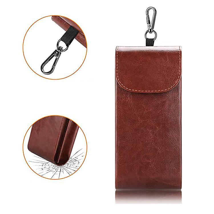 Szczw 2 In 1 Glasses With Carabiner, Vegan Leather Portable Glasses Case, Anti-scratch Case For Sunglasses