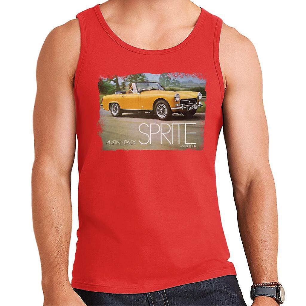 Austin Healey Sprite Mark IV Yellow British Motor Heritage Men's Vest Red XX-Large